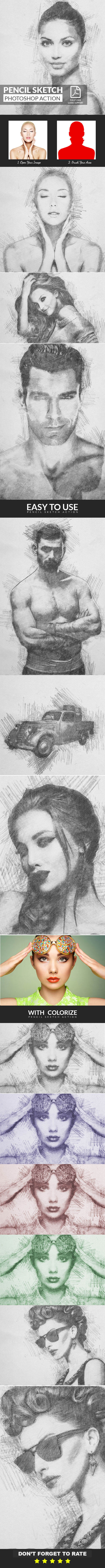 Pencil Sketch Photoshop Action - Photo Effects Actions
