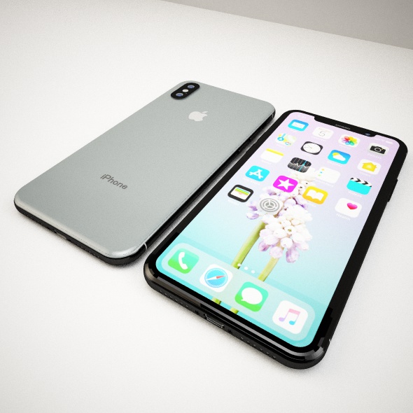 Iphone X black and logo apple - 3DOcean Item for Sale
