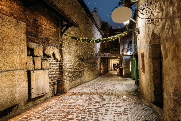 Tallinn, Estonia, Europe. Ancient Tombstones In St. Catherine's - Stock Photo - Images