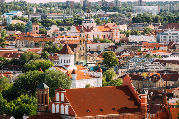 Vilnius, Lithuania. View Of Church Of St. Casimir, Church Of Ble - Stock Photo - Images