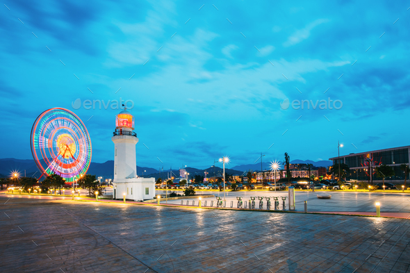 Batumi, Adjara, Georgia. Ferris Wheel In Motion And Pitsunda Lig - Stock Photo - Images