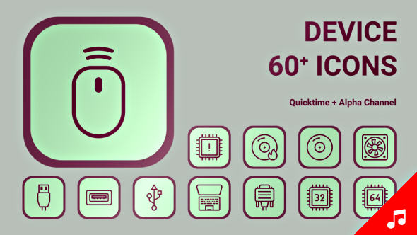 Electronic Component Device Icon Set - Line Motion Graphics Icons