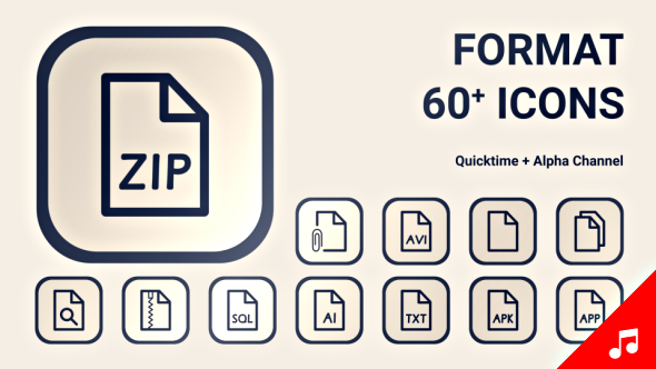 File Type Format Document Icon Set - Line Motion Graphics Icons