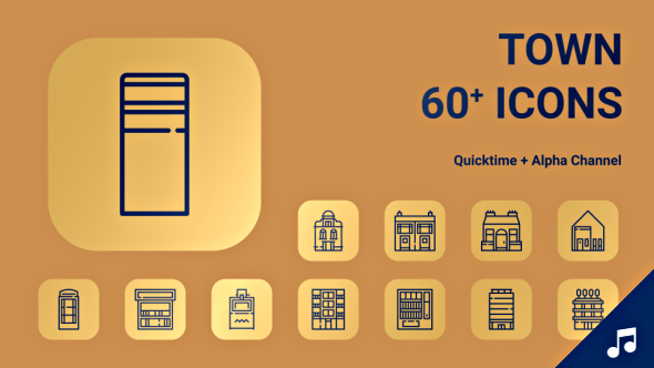 Town Icon Set - Line Motion Graphics Icons