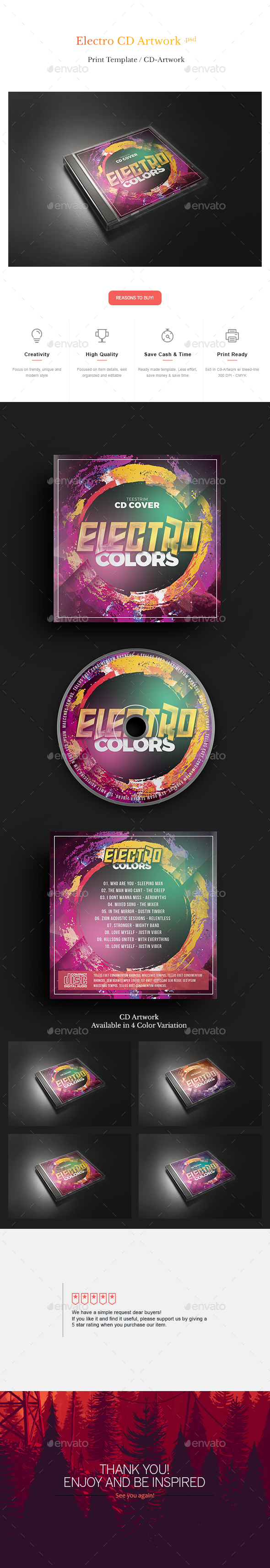 Electro Colors - CD Template - CD & DVD Artwork Print Templates