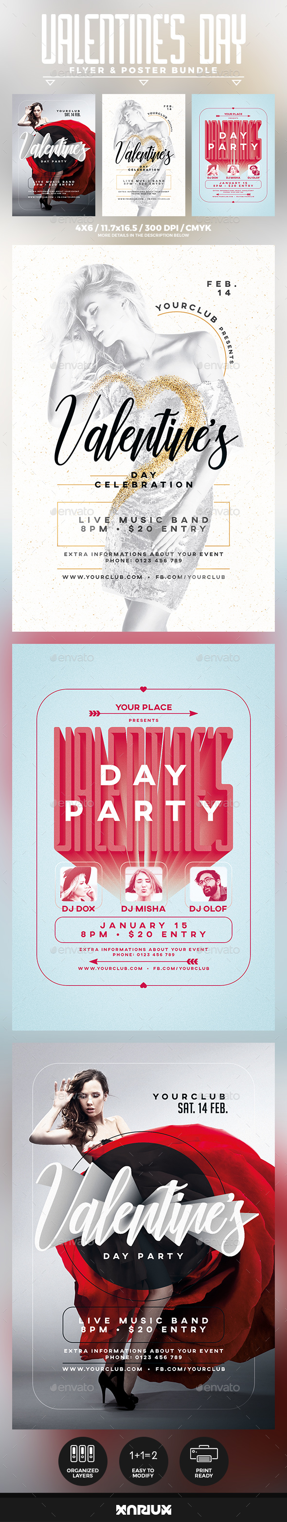 Valentine's Day Flyer and Poster Bundle - Events Flyers