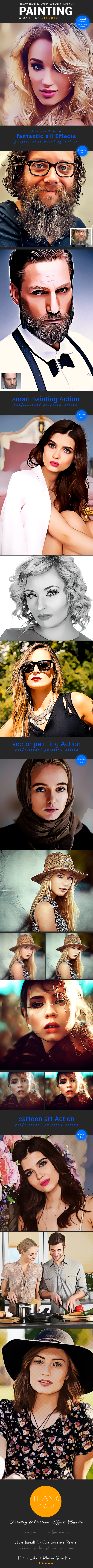 Painting & Cartoon Action Bundle - Photo Effects Actions