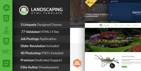Landscaping - Lawn & Garden, Landscape Construction, & Snow Removal HTML Template