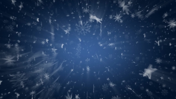 Snowflakes and Stars on the Blue Background