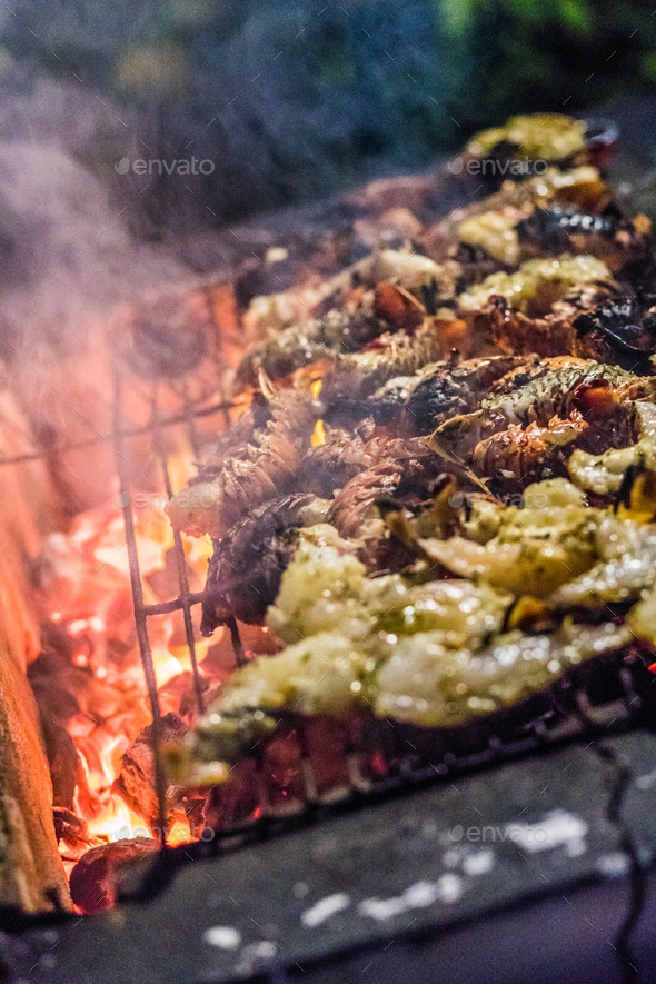 Grilled Scampi on the BBQ Stock Photo by aetb | PhotoDune