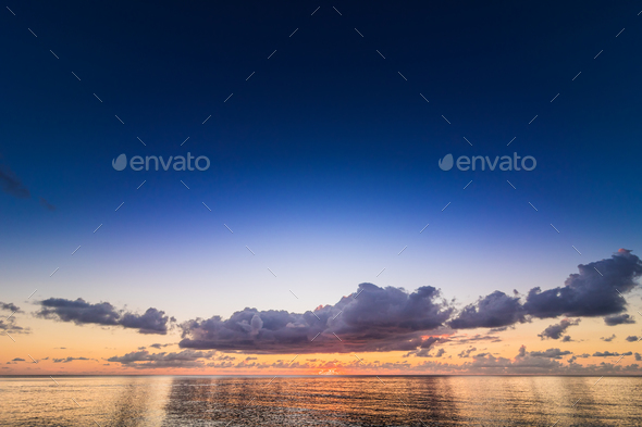 Just one More Epic Sunset Over Ocean in the Caribbean - Stock Photo - Images