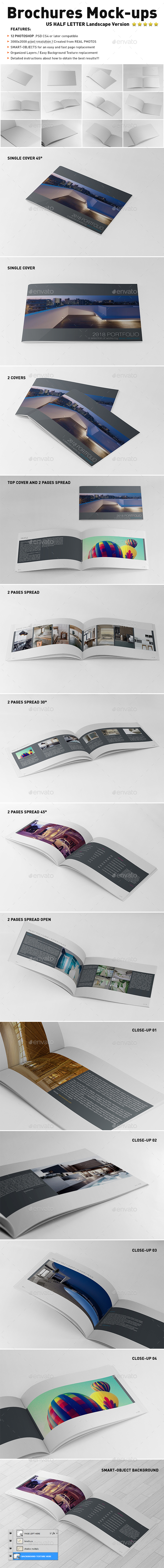 Photorealistic US Half Letter Brochure Mockups - Brochures Print