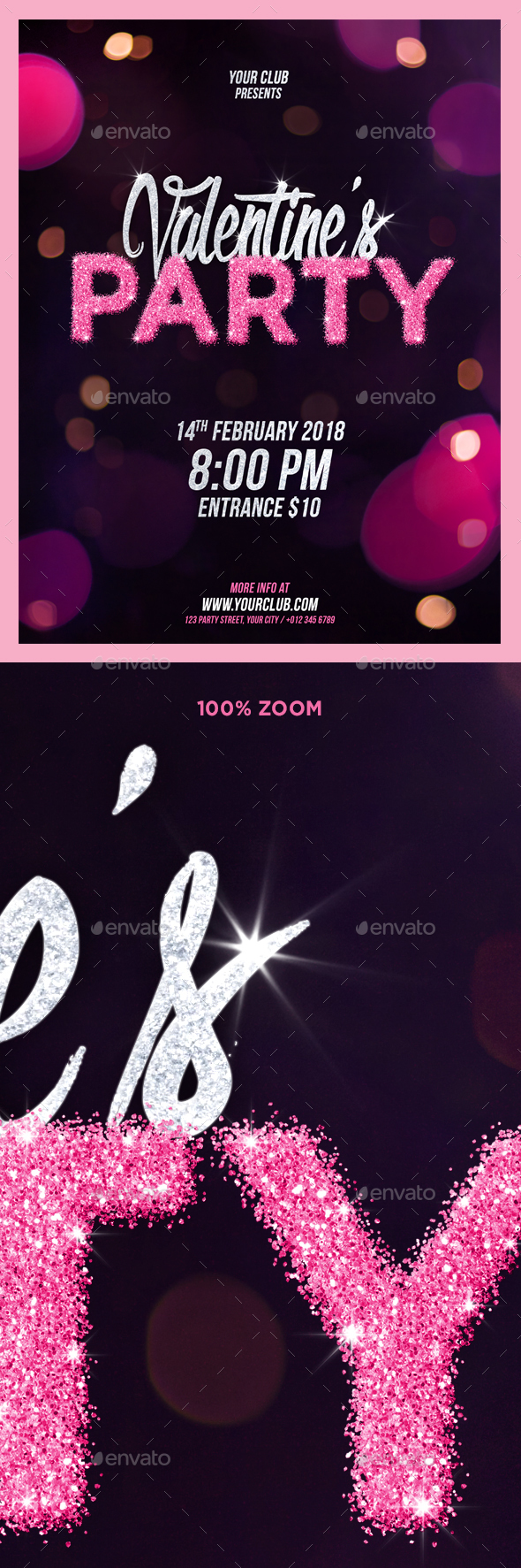Valentine's Day Party Flyer Template - Clubs & Parties Events