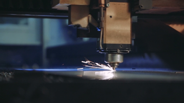 Laser Cutting of Metal Sheet With Sparks, Stock Footage | VideoHive