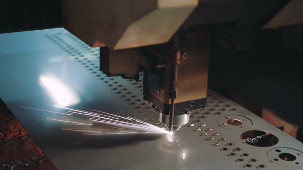 Plasma Laser Cutting Metal Sheet with Sparks, Stock Footage | VideoHive