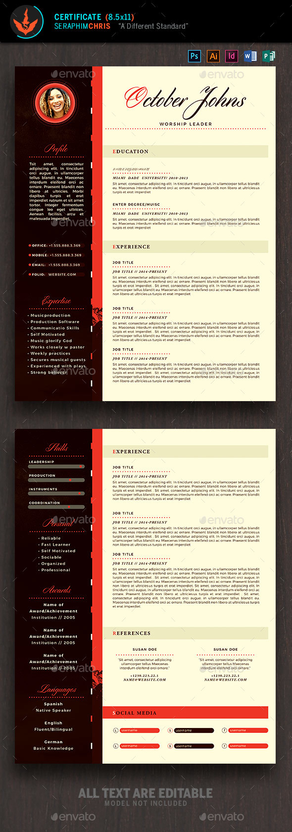 King Modern Church Resume Template - Resumes Stationery