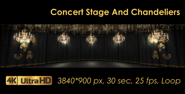 Black Concert Stage And Chandeliers alt