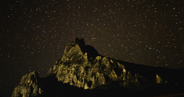 the Motion of Stars in the Night Sky Above the Rock