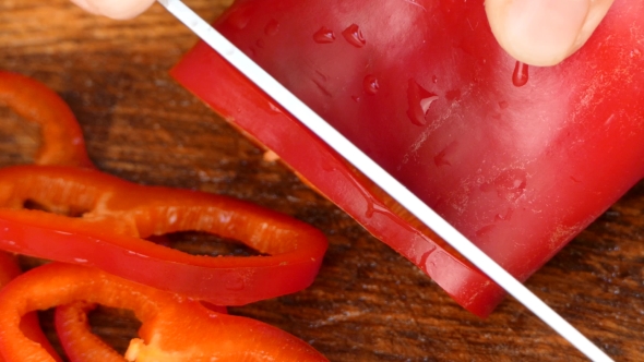 Chop the Red Pepper Slices