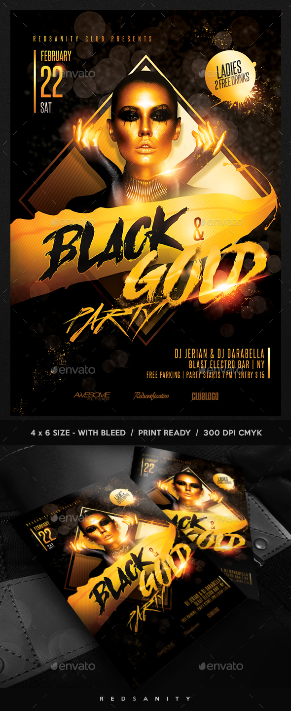 Black Gold Party Flyer - Clubs & Parties Events