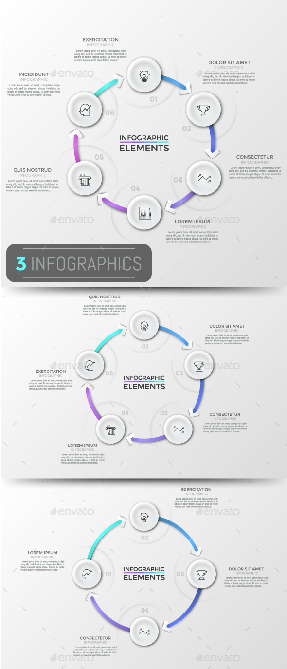 Modern Infographic Cycle Templates (3 Items) - Infographics