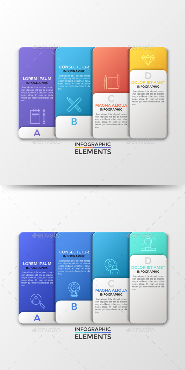 Futuristic Abstract Paper Infographics (2 Colors) - Infographics