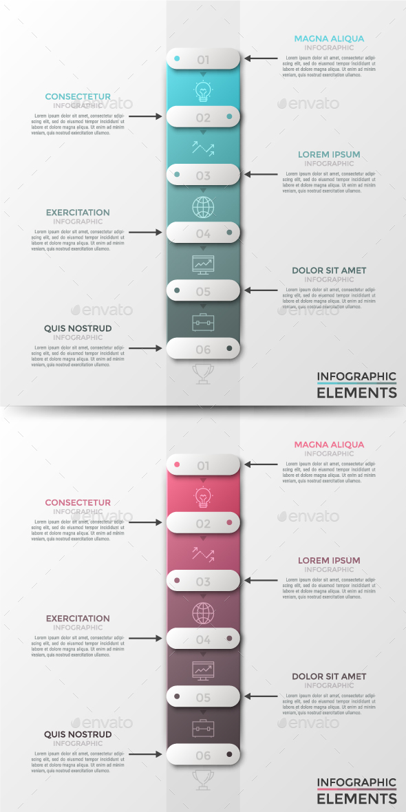 Modern Infographic Paper Timeline(2 Colors) - Infographics