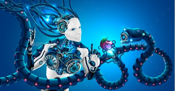 Robot Woman with Human Face in Profile - Computers Technology