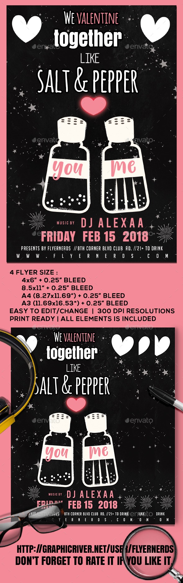 Salt and Pepper Valentine Party Flyer - Sports Events