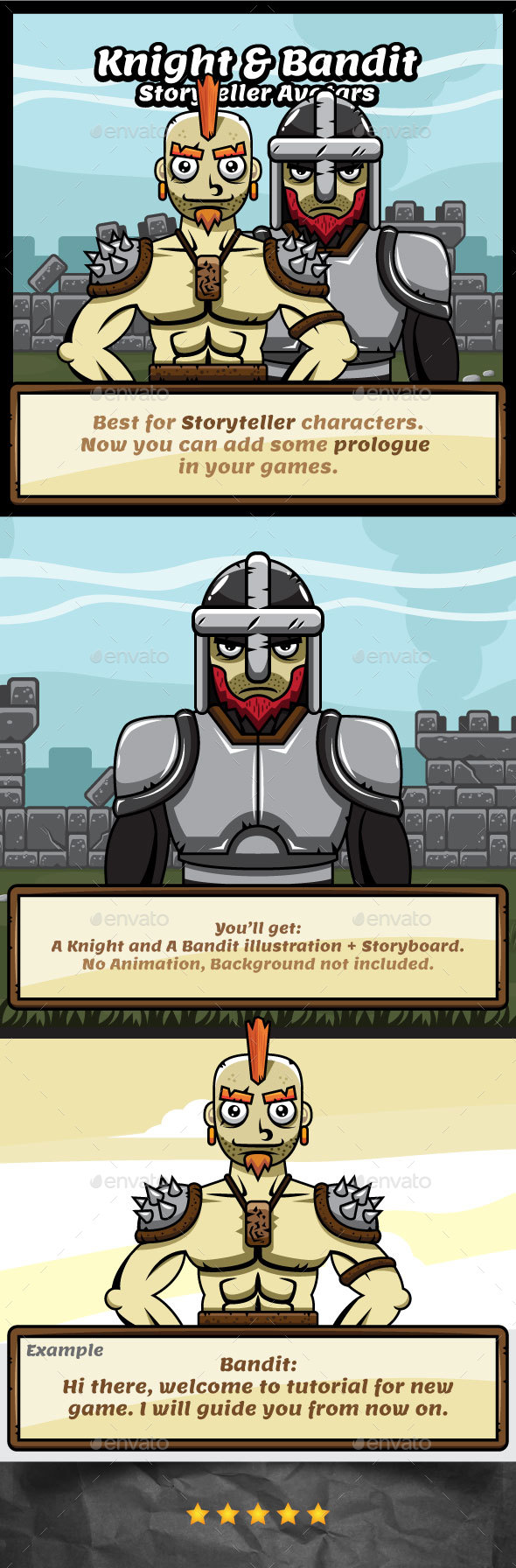 Storyteller Avatar - Knight and Bandit - Medieval Kingdom Theme - Miscellaneous Game Assets