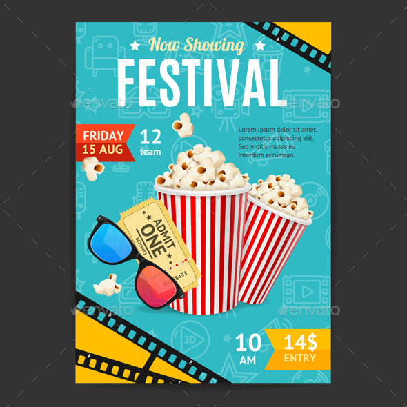 Cinema Movie Festival Placard Banner Card - Miscellaneous Vectors