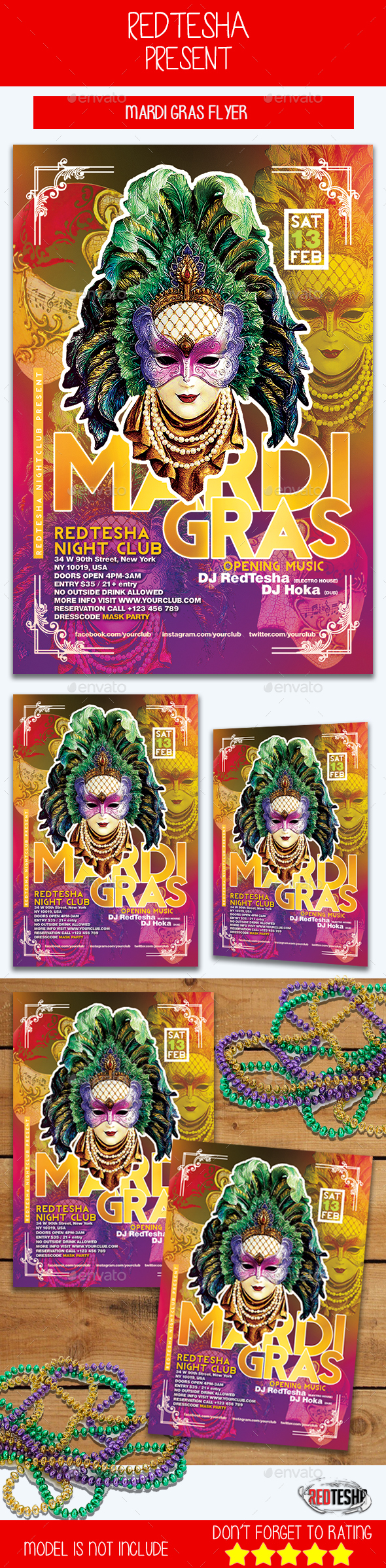 Mardi Gras Flyer - Holidays Events