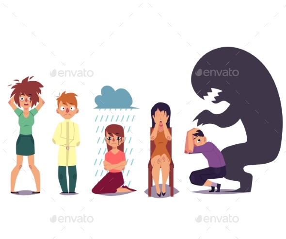 Set of People Suffering From Mental Disorders - Health/Medicine Conceptual