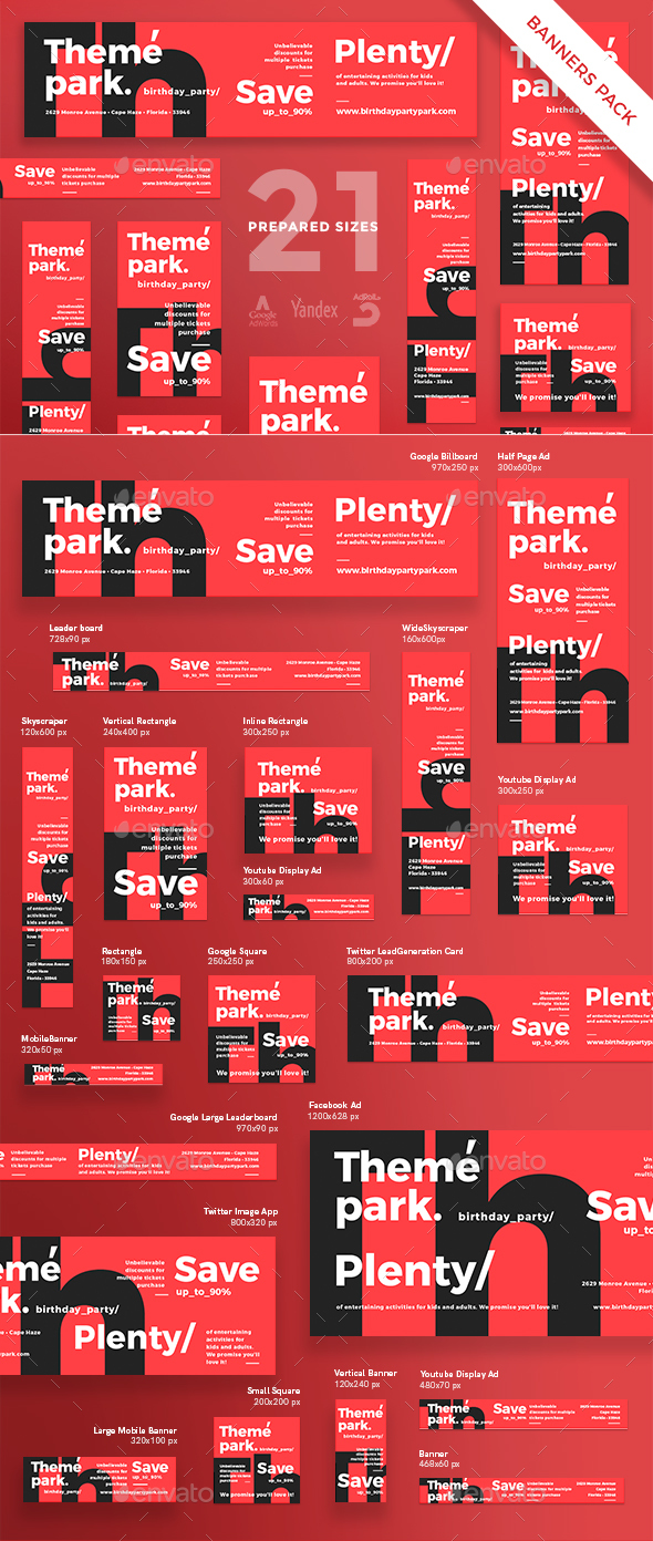 Theme Park Banner Pack - Banners & Ads Web Elements