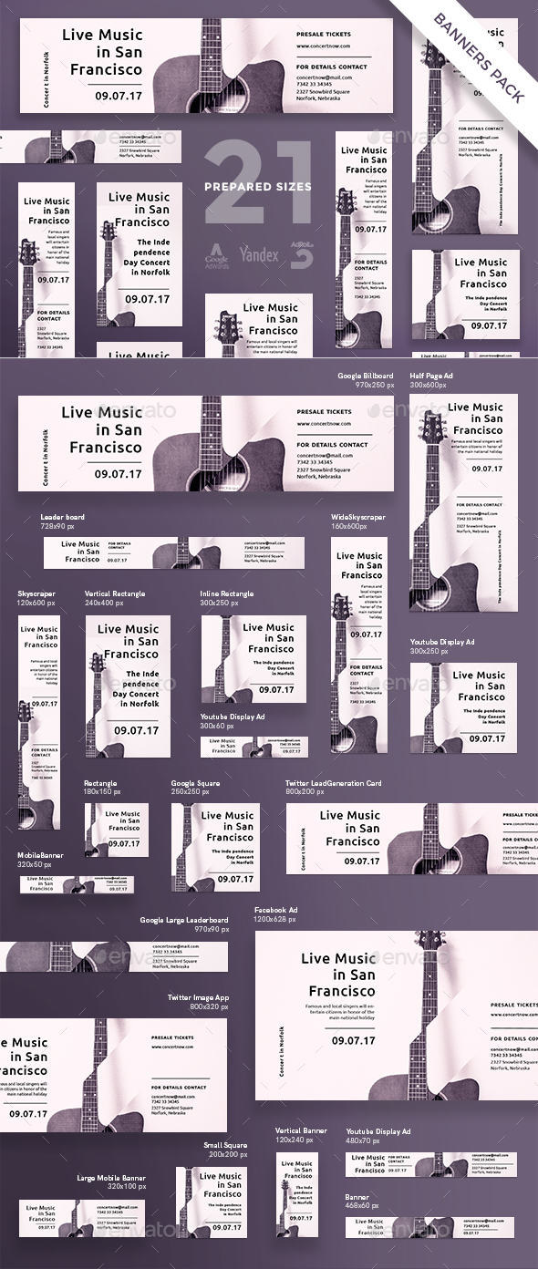 Concert Banner Pack - Banners & Ads Web Elements