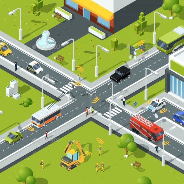 Wireless Connection Inside Urban Traffic - Miscellaneous Vectors