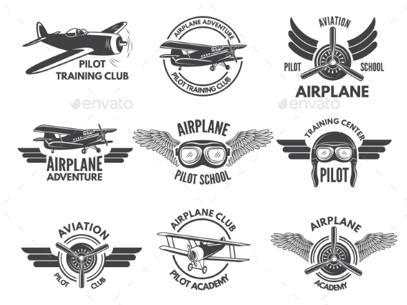 Labels Design Template with Pictures of Airplanes - Miscellaneous Vectors