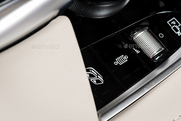 media control buttons, modern car interior details - Stock Photo - Images