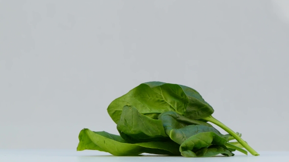 Spinach Spinning on a White Background