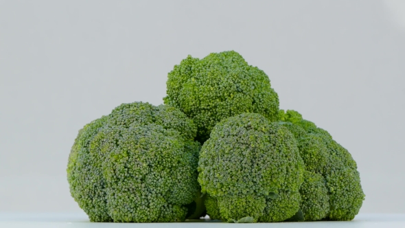 Broccoli Spinning on a White Background