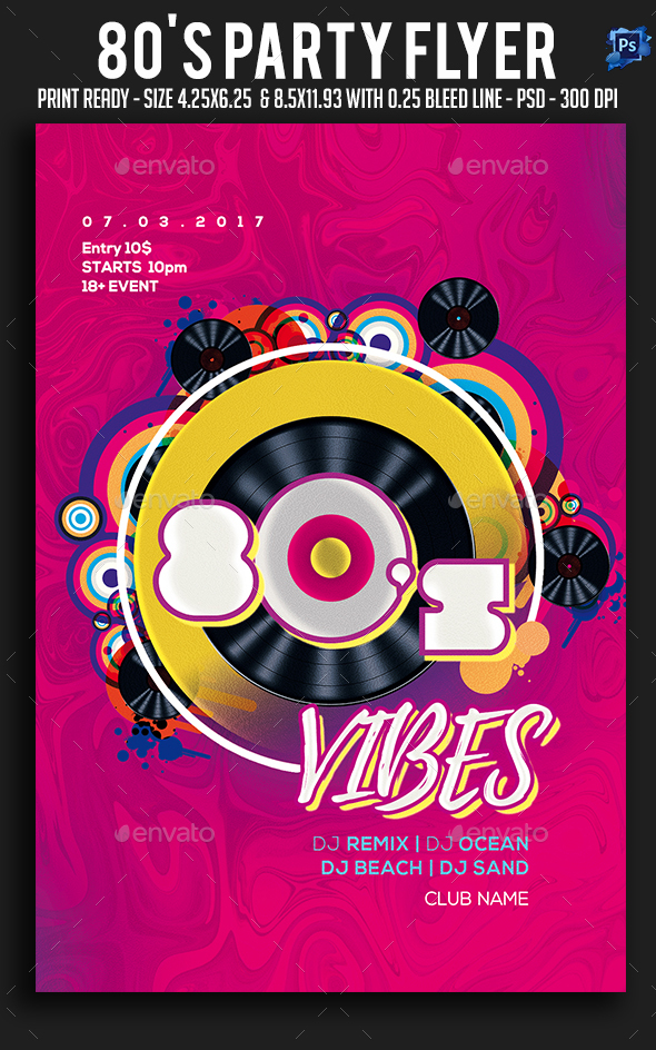 80's Party Flyer - Clubs & Parties Events