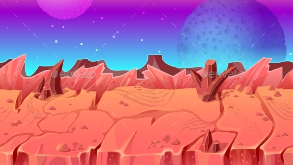 Vector Seamless Mars Horizontal Landscape - Landscapes Nature