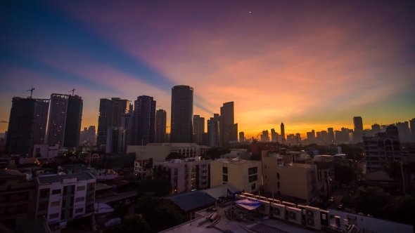 The Capital of the Philippines Is Manila. Makati City. Early Dawn in the City alt