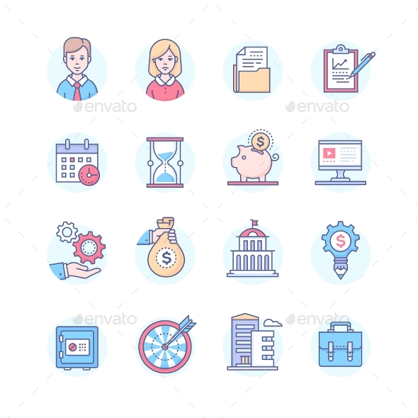 Business - Set of Line Design Style Icons - Concepts Business