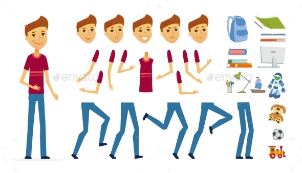 Schoolboy - Vector Cartoon People Character - People Characters