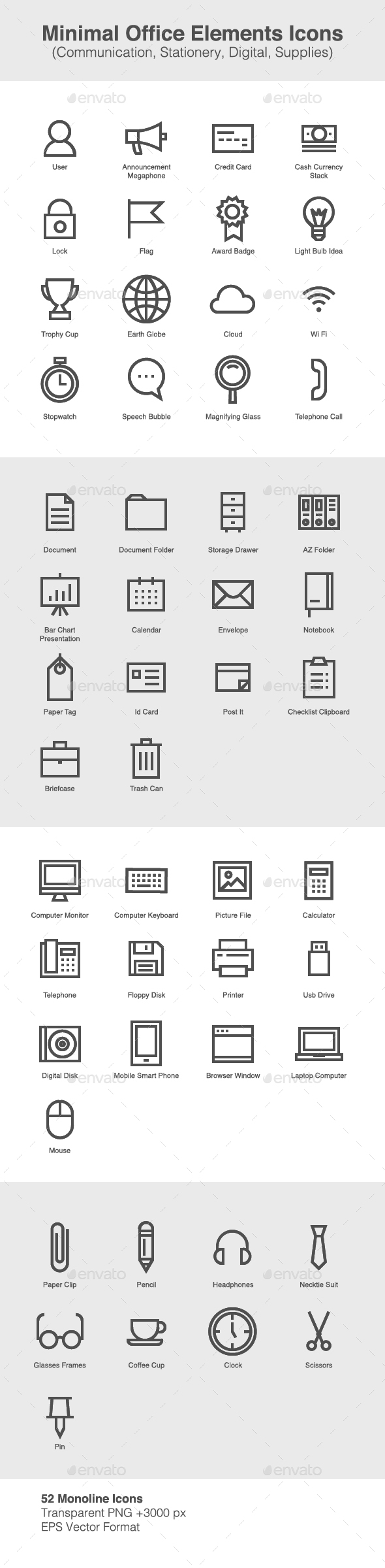 Minimal Office Elements Icons - Business Icons