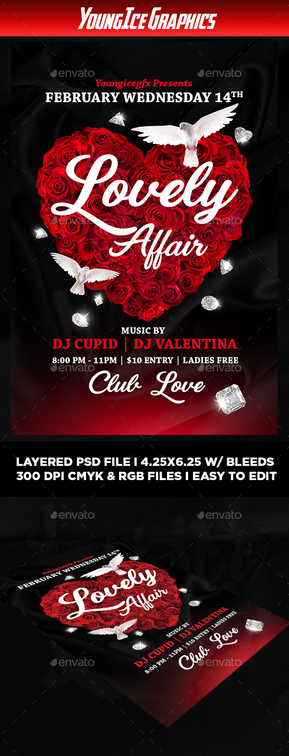 Valentines Day Party Flyer Template - Clubs & Parties Events