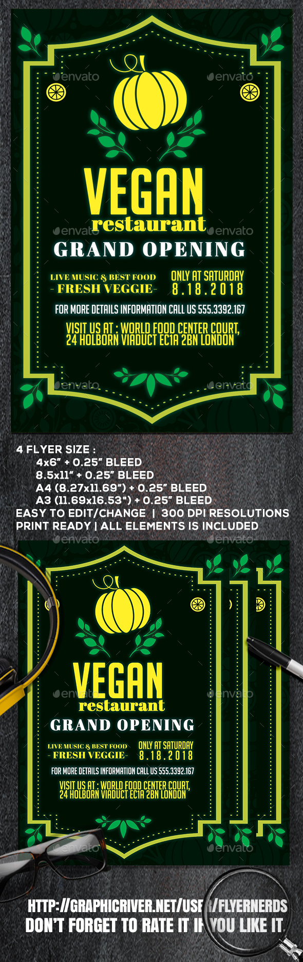 Vegetarian Restaurant Flyer - Restaurant Flyers