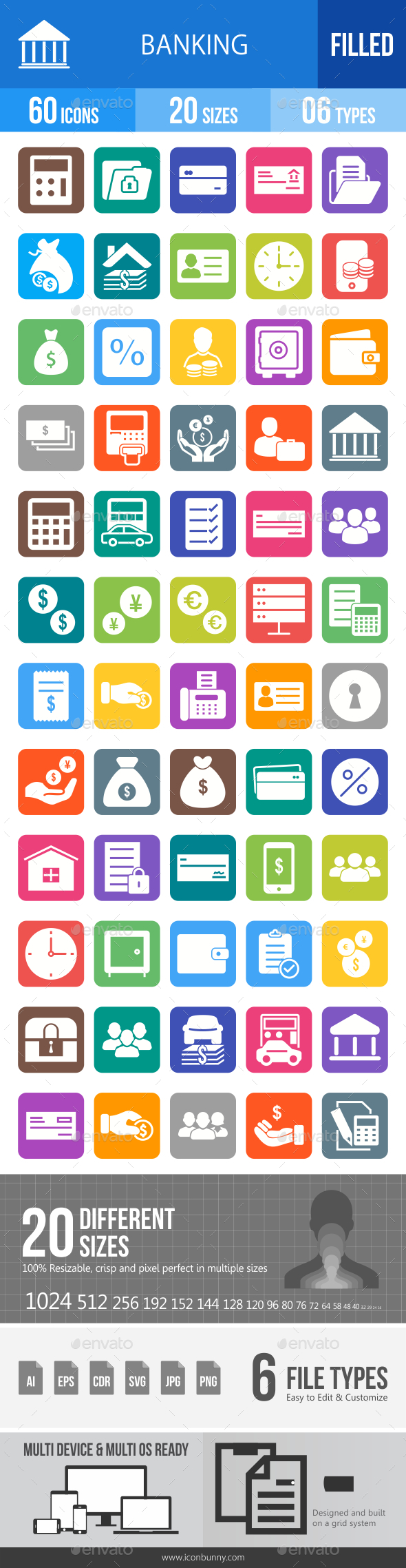60 Banking Filled Blue & Black Icons - Icons