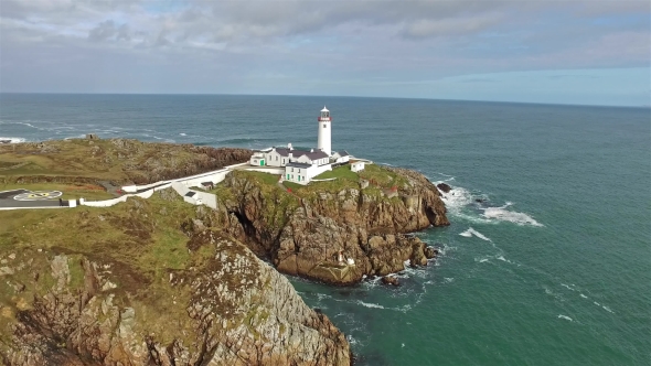 Aerial View of the Historic Fanadhead Lighthouse, Donegal, Ireland alt
